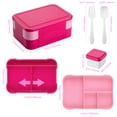 thumbnail image 6 of Lonian 2-Tier Stackable Bento Lunch Box Rectangle with 1 Fork, Spoon, Dressing Container, BPA-Free, Dishwasher Safe, Food-Safe Materials, Rose Red, 6 of 7