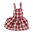thumbnail image 3 of HONMEET Doll Outfit Christmas Suspender Skirt Red Plaid Checkered Dress Miniature Holiday Decor Festive Winter Party Costume, 3 of 7