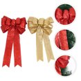 thumbnail image 2 of 1 par de lazos decorativos grandes para árbol de Navidad, cintas de seda rojas y doradas, 2 of 8