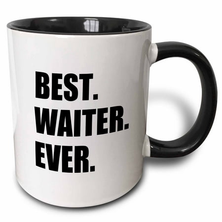 3dRose Best Waiter Ever - fun job pride gifts for worlds greatest wait staff - Two Tone Black Mug, (Best Gifts For Office Staff)