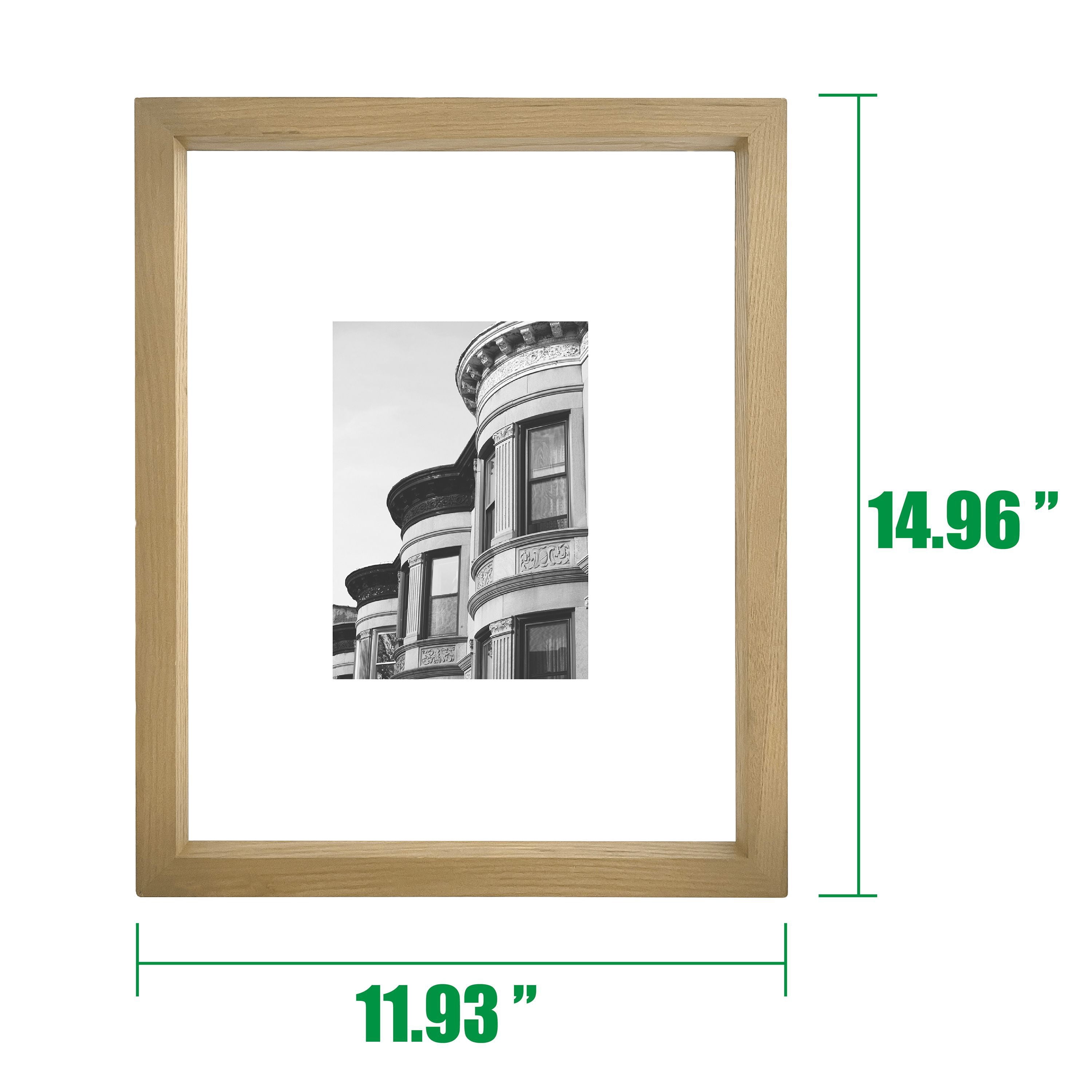 Better Homes & Gardens 11x14 Floating Gallery Wall Picture Frame, Natural Wood, Non Glare