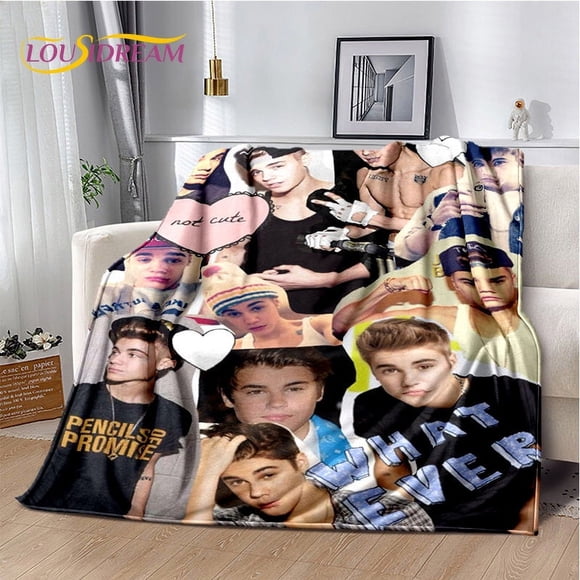 3D Popular Singe Justin Bieber JBiebs Soft Plush Blanket Flannel Blanket Throw Blanket for Living Room Bedroom Bed Sofa Picnic LS