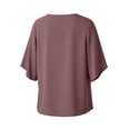thumbnail image 6 of TGSLY V Neck 3/4 Sleeve Tops for Women Draped Loose Fit Layered Ruffle Flutter Sleeve Bouses Dressy Casual Solid Color Tunic Shirts S, 6 of 10