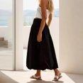 thumbnail image 5 of Wutalume Women's Midi Skirt with Deep Pockets, Pleated Design, Elastic Waistband, Flowy A-Line Skirt for Casual, Office, and Weekend Outfits,Black XL, 5 of 6