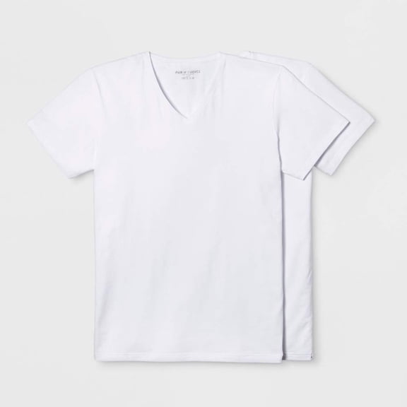 Pair of Thieves Men's 2Pk Fitted V-Neck T-Undershirt - White Medium