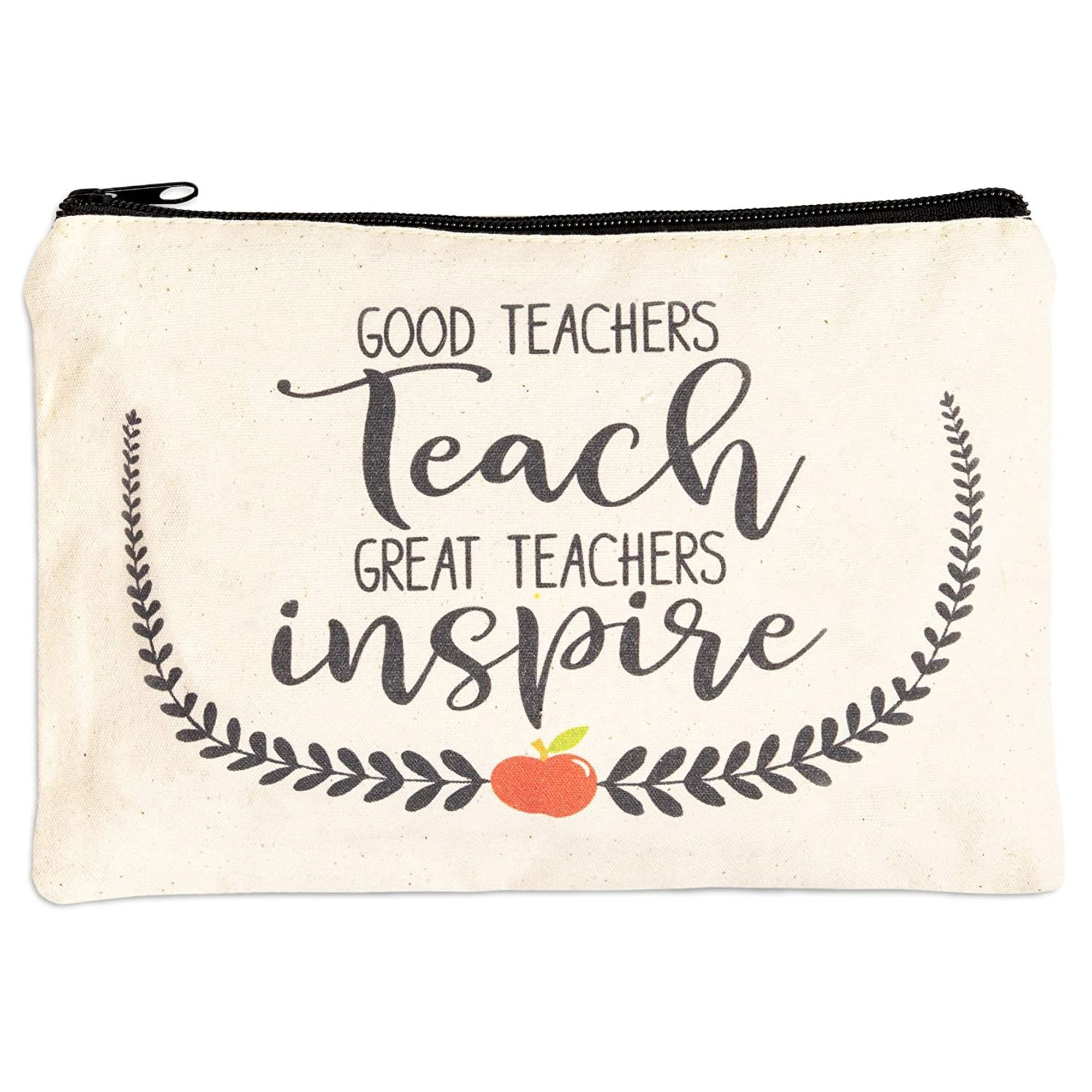 12 Pieces Teacher Cosmetic Bag Canvas Makeup Bags Teacher Pencil