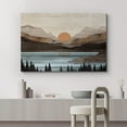 thumbnail image 2 of PixonSign Canvas Print Wall Art Mountain Range Lake Trees Nature Wilderness Woodblock Illustrations Decorative Multicolor Landscape Wood Panels Country/Farmhouse - 24"x36", 2 of 5