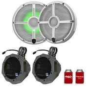 Wet Sounds RECON 6-XWW RGB 6.5" White Grill RGB Marine Speakers with SSV US2-C65U-175 Black Speaker Pod with 1.75" Roll Bar Clamps