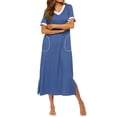 thumbnail image 2 of Avidlove Women Long Nightgowns Short Sleeve Full Length Nightshirt Side Split Nightdress Sleepwear with Pockets, 2 of 6