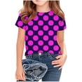 thumbnail image 1 of hengsof T-Shirt Décontracté à Manches Courtes à Pois pour Fille, Col Rond, Mode Été, Doux et Confortable, Basique Quotidien, Âges 3-14 Ans, 1 of 5