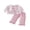 Pink, variant on RUINIXCW Toddler Girls Fall Outfits Front Bow Striped Long Sleeve Shirt and Elastic Flare Pants Set 2 Piece Clothes