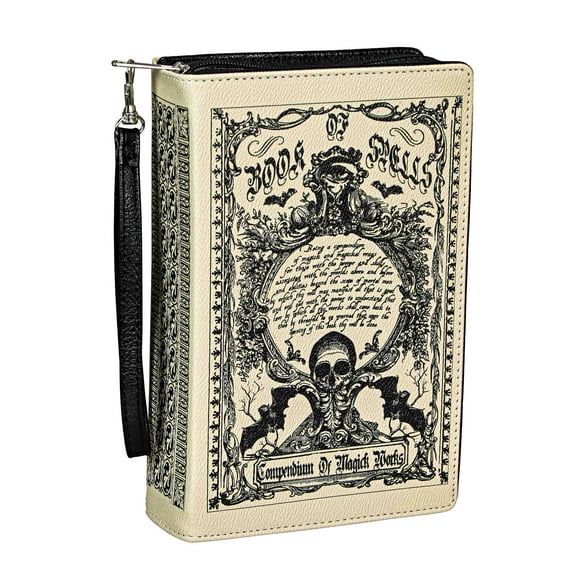 Things2Die4 Cream Vinyl Magick Spell Compendium Book Handbag Novelty Crossbody Bag