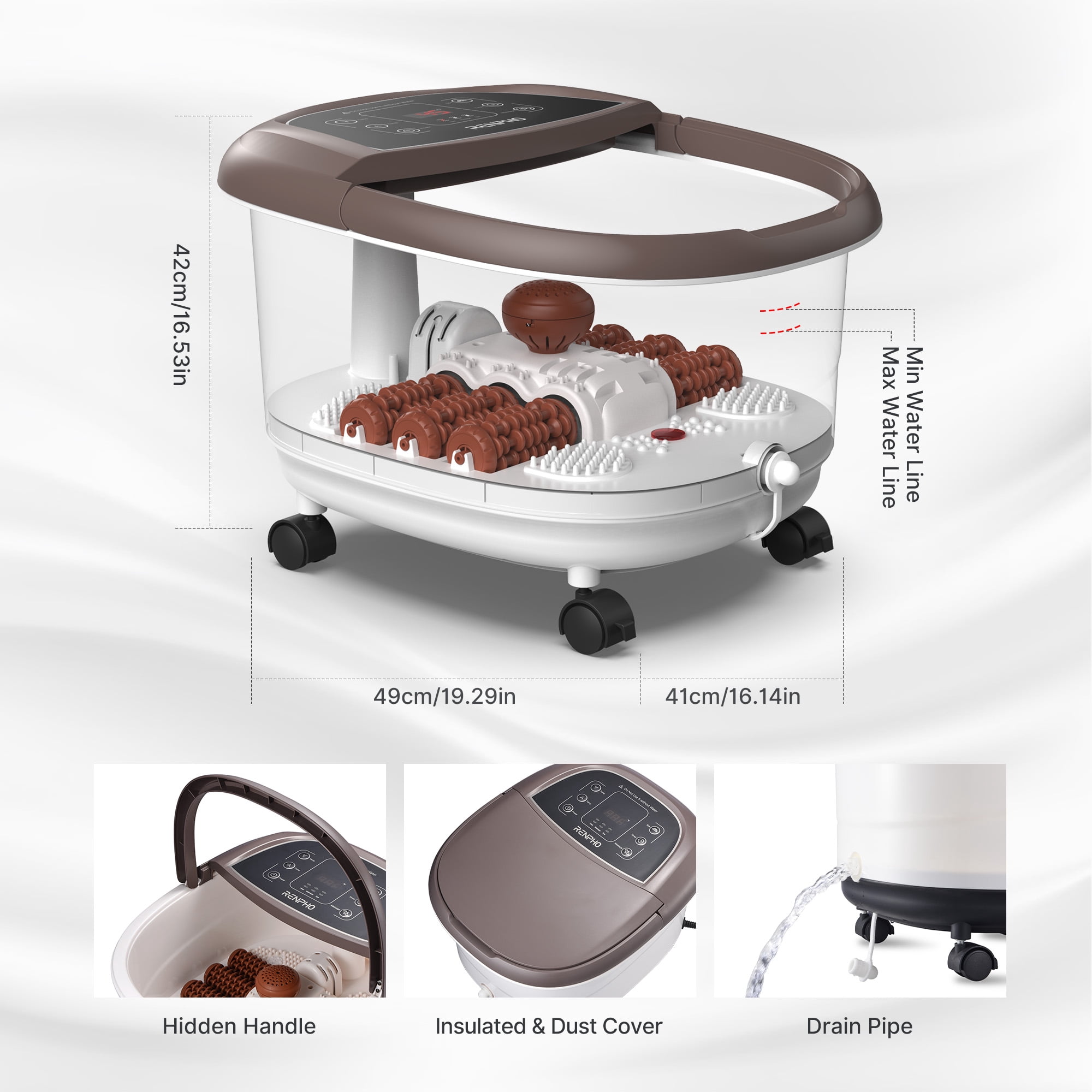RENPHO Foot Spa Bath Massager with Heat Bubbles Shiatsu Massage & Jets Foot Soak Tub Relieve Foot Muscle Pain, Fathers Day Gifts for Dad Men