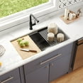 thumbnail image 2 of 33 in. Rectangular Single Bowl Undermount Workstation Kitchen Sink in Silver Grey Stainless Steel with Accessories, 2 of 12