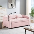 thumbnail image 3 of DEALTOPS Pull Out Sofa Bed, Velvet Loveseat Sleeper with Cup Holders, USB Ports and A Phone Stand, Pink, 3 of 8