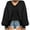 Black, variant on Annhoo Long Sleeve Shirts for Women V Neck Casual Knitted Tops Fall Loose Solid Going out Blouse Tees