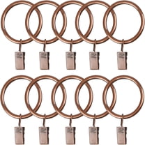 LAMIRO 10 Pack 2.5" Metal Curtain Rings with Clips Red Bronze Decorative Drapery Rustproof (Ring ID 63mm)