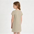 thumbnail image 4 of Grblisyd Girls Dress Crew Neck Short Sleeve Casual Dress Kids Summer Solid Color Loose Midi Dress with Pockets, 4 of 6