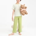 thumbnail image 2 of Gubotare Girls' Sleepwear Set Girls Short Sleeve Button Front Pajama Top and Shorts Set, 2-Piece Size 15-16 (Green,15-16 Years), 2 of 6