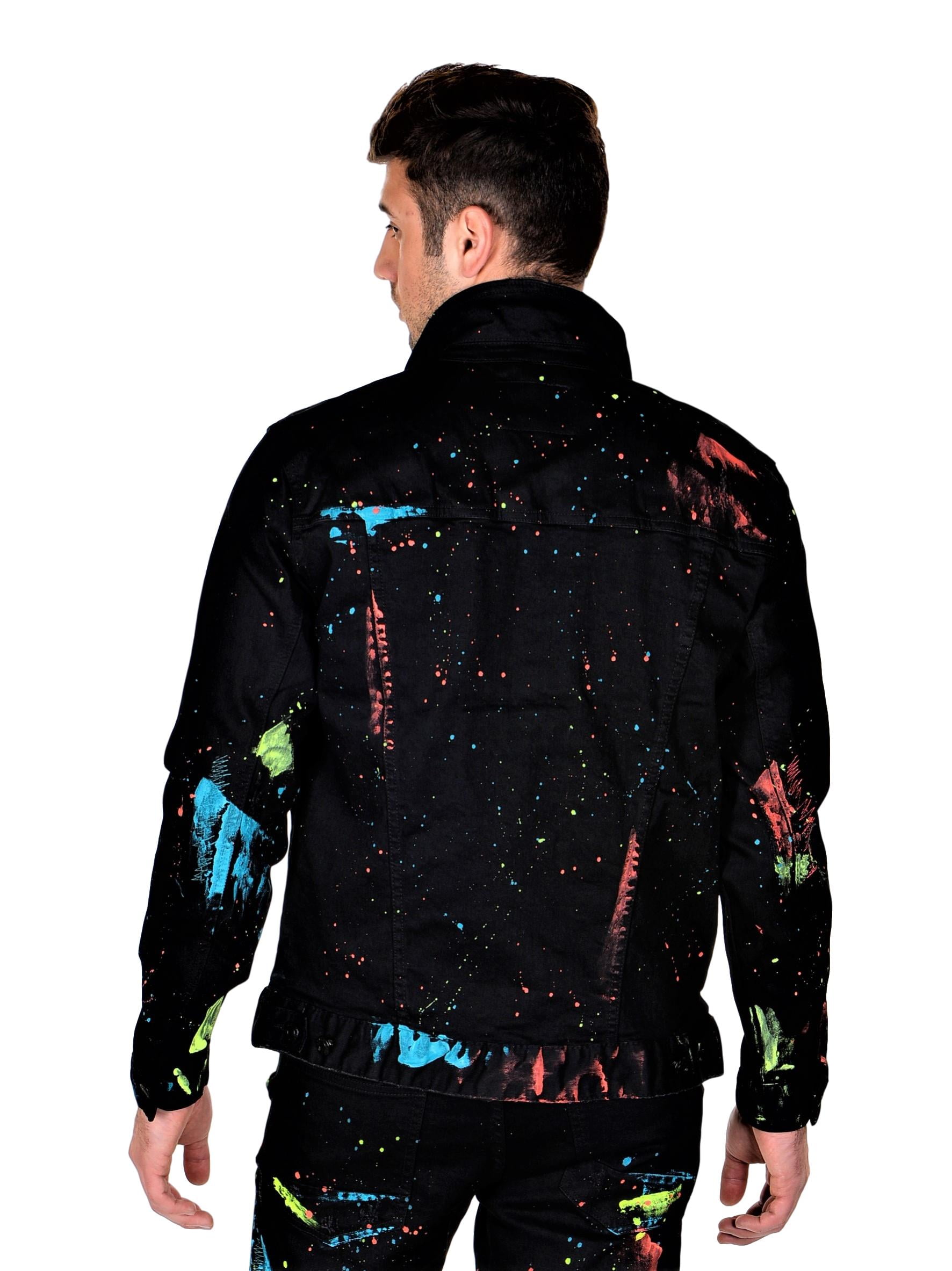 black paint splatter jeans mens