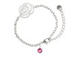 thumbnail image 2 of Delight Jewelry Crystal Hot Pink Channel Drop Silver-tone Flower Link Chain Bracelet, 6.75"+2" Extender, 2 of 4