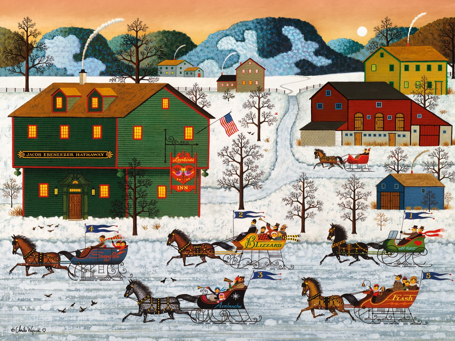 Buffalo Games Charles Wysocki Holiday Three Interlocking Jigsaw Puzzles