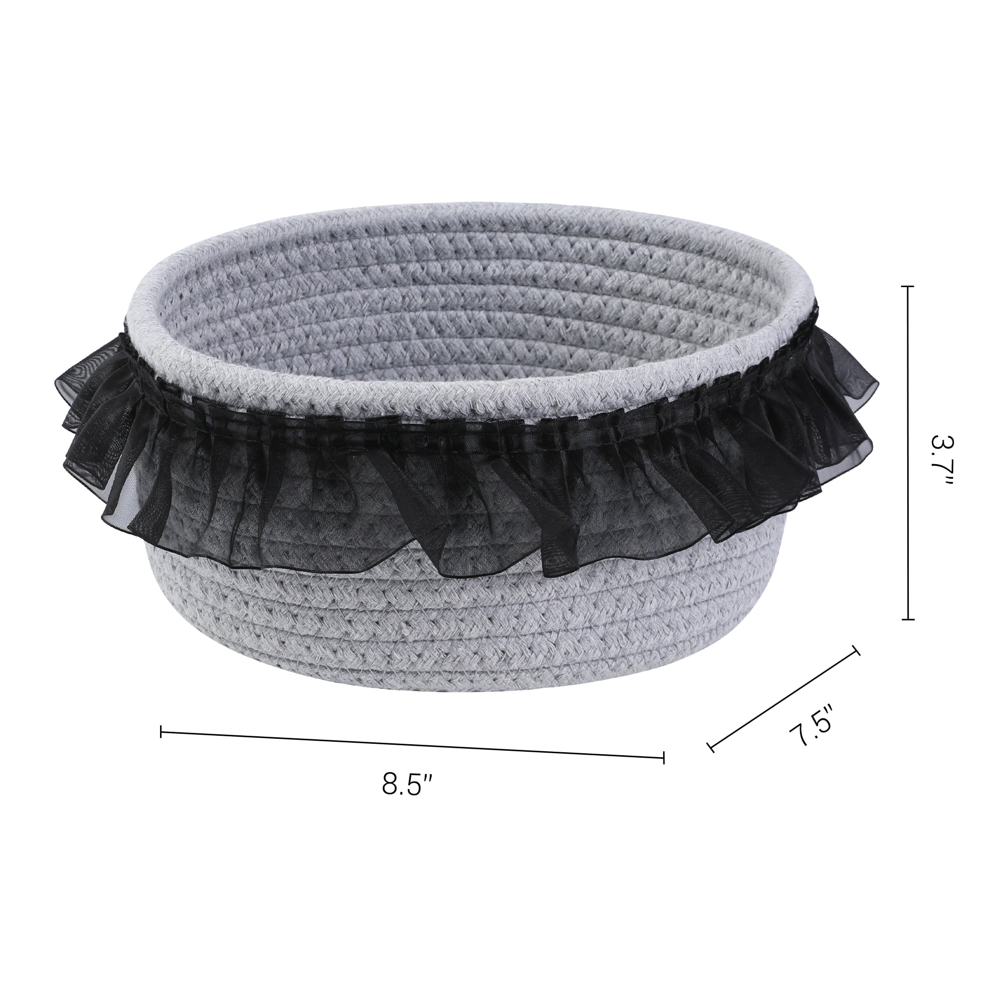 Unique Bargains Woven Storage Basket for Entryway Desk Gray/Black 8.5*7.5*3.7in