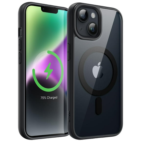 JETech Magnetic Case for iPhone 14 6.1-Inch Compatible with MagSafe, Shockproof Phone Bumper Cover, Solid Color Matte TPU Frame, Anti-Scratch Clear Back (Midnight)