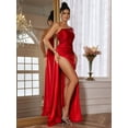 thumbnail image 6 of Women's One Shoulder Formal Evening Dress With High Side Slit And Rhinestone Embellishment Prom Dresses For Women, 6 of 7