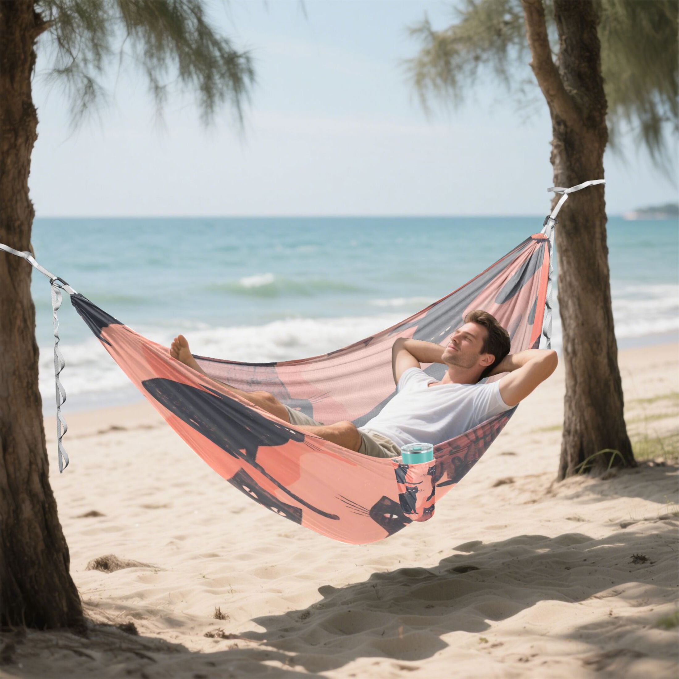 Hammock Camping Hammock Nylon Portable Hammock Travel Camping Hammock Black Cat