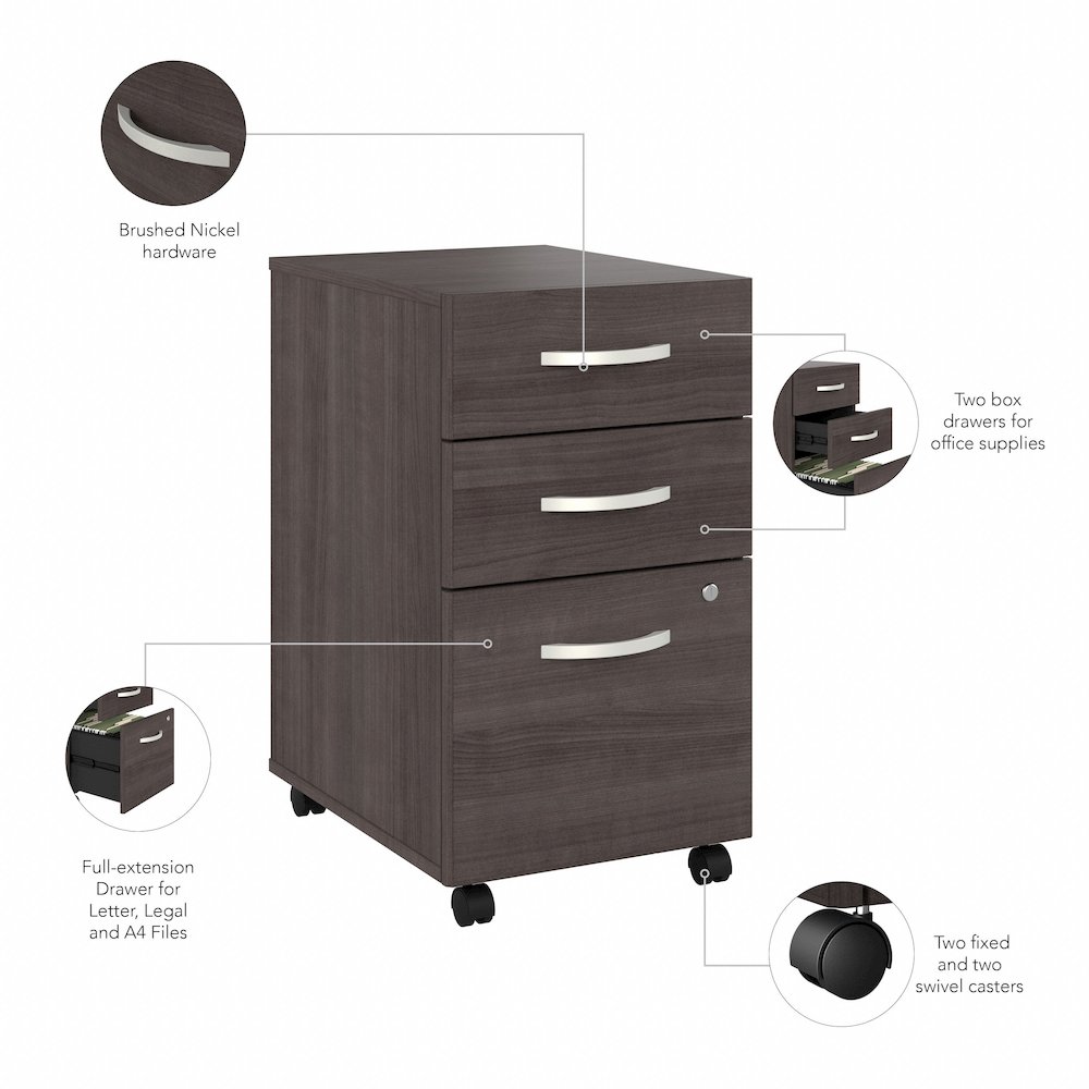 Studio C 3 Drawer Mobile File Cabinet in Storm Gray - Engineered Wood