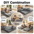 thumbnail image 5 of VKHCU 79" Convertible Sofa Bed, 5-in-1 Sleeper Sofa, Boneless Couch with Fixed-Shape Frame, Corduroy Folding Floor Sofa for Living Rooms,Bedroom, Apartment, No Assembly Required, Dark Gray, 5 of 9