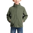 thumbnail image 2 of Zipper Fleece Sports Jacket for Kids, Solid Color Long Sleeve Warm Top with Pockets for 3-13 Years, 2 of 4