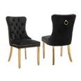 thumbnail image 5 of IVV Modern Tufted Dining Chairs Set of 2, Black Velvet Upholstered Armless Kitchen Chairs w/ Golden Metal Legs, Nailhead Accent, 300lbs Weight Capacity, 5 of 9