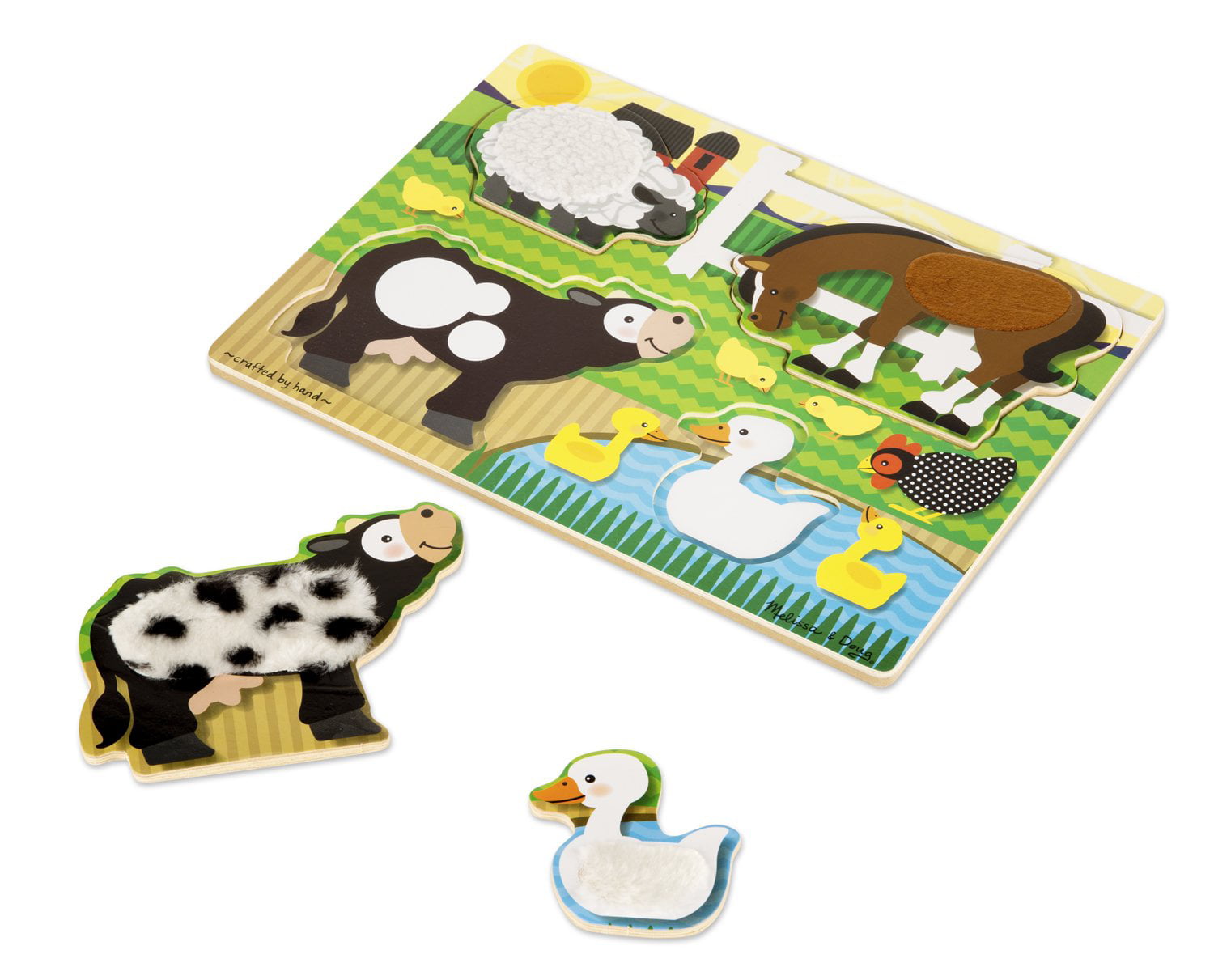 Melissa & Doug Farm Animals Touch and Feel Textured Wooden Puzzle 4327
