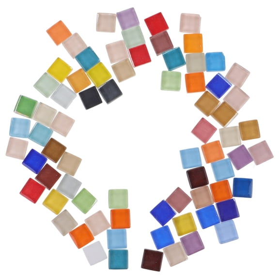 Raindrops Mosaic Tiles Glass Square Assorted Color Mirror Tiles for Crafts 1 Set