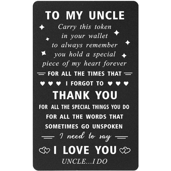Uncle Christmas Cards, Thank You Gifts for Birthday Fathers Day Anniversary, Metal Engraved