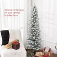 thumbnail image 4 of GVN Christmas Tree, Modern Christmas Tree,5ft Artificial Christmas Tree, Snow Flocked Branches, Metal Base, Pencil Xmas Tree, 4 of 6