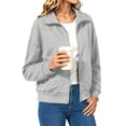 thumbnail image 4 of UVN Sweatshirts Jackets for Women Long Sleeve Lapel Zip Up Coats Ladies Trendy Fall Casual Outerwear Tops with Pockets, 4 of 9