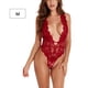 thumbnail image 1 of Ropa interior sexy para mujer Ropa de dormir Deep V Lace Body Lencería, rojo vino, M Inevent XX000084-06, 1 of 7