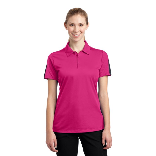SPORT-TEK PosiCharge Active Textured Colorblock para mujer XS Rosa Frambuesa/Gris deporte-tek LST695