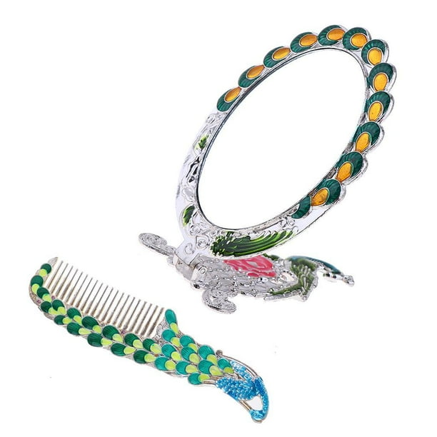 Espejo Plegable Brillante CUTICAT para Accesorios de Tocador de Maquillaje para Mujeres Verde Espejo retrovisor de maquillaje