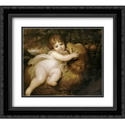 Portrait of The Hon William Lamb 2x Matted 22x20 Black Ornate Framed Art Print by Cosway, Maria