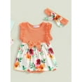 thumbnail image 2 of Bagilaanoe Newborn Baby Girl Rompers Dress Floral Print Sleeveless Bodysuit + Headband 3M 6M 12M 18M Infant Patchwork One Piece Jumpsuit, 2 of 9