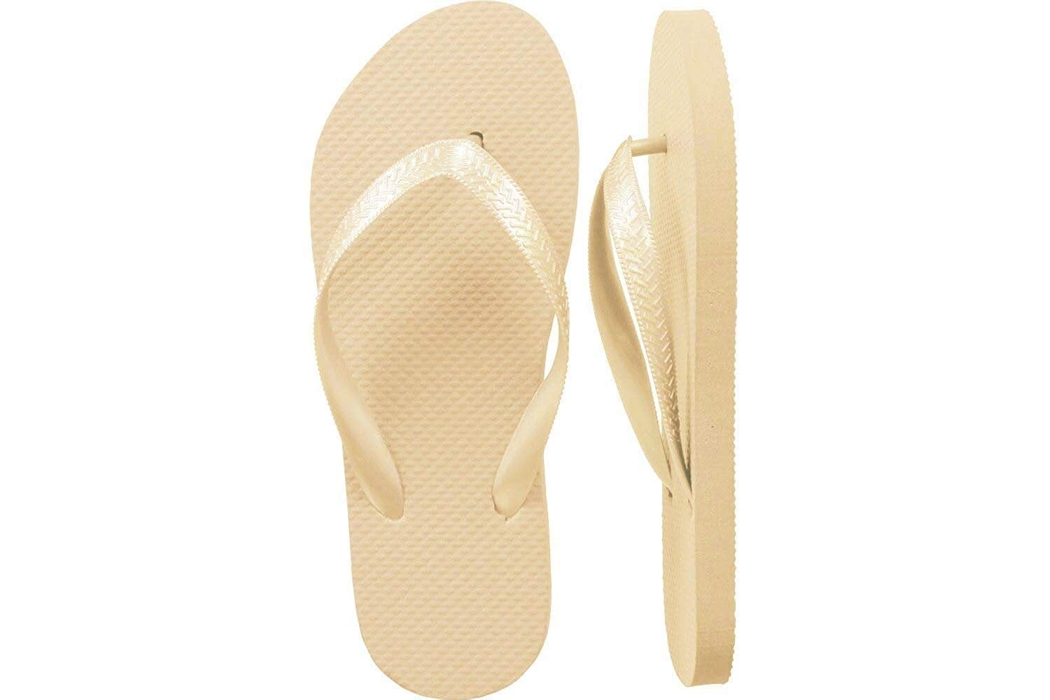 white and gold slippers