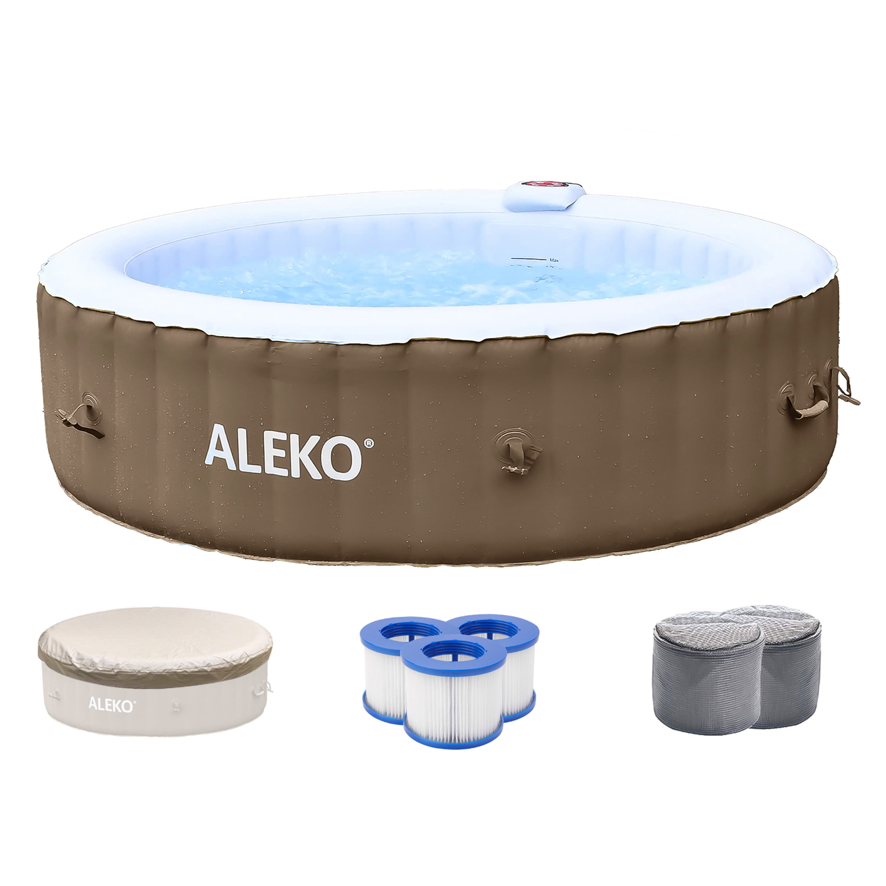 ALEKO Bubble Jet Inflatable Outdoor Hot Tub Spa for 6, Brown