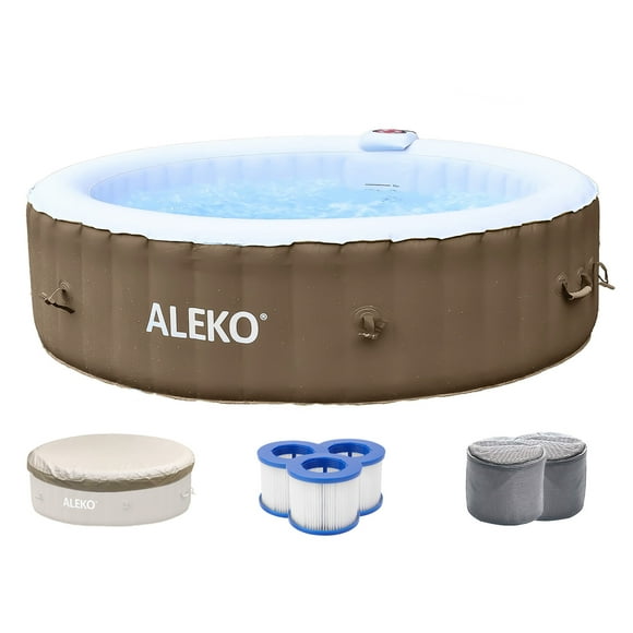 ALEKO Round Inflatable 6 Person Brown Hot Tub Spa with Cover