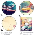 thumbnail image 3 of Designart "Retro Roadsters in Green and Coral" Retro Car Metal Art Living Room, 3 of 5