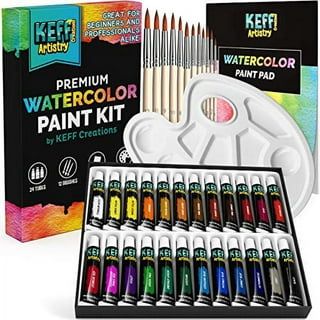 Watercolor Paint Set, TSV 24 Colors Travel Watercolor Kit with Metal Box,  Bonus Brush Perfect for Students, Kids, Beginners