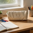 thumbnail image 7 of Hyknon Pencil Pouch Bag, Large Capacity Zipper Pen Case, Soft Solid Color Minimalist Pen Box, Portable Stationery Storage Bag for Adult, Multi-Functional Makeup Bag for Daily Campus Office, Beige, 7 of 7
